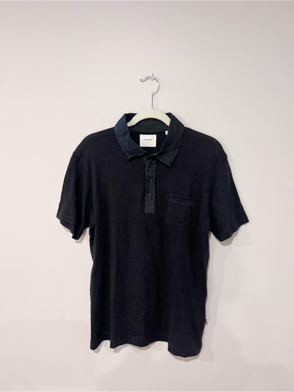 Billy Reid Gray Cotton Cashmere Short Sleeve Polo Shirt